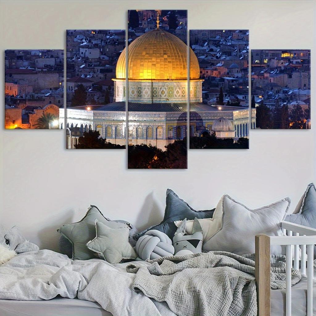 Holy Land Calligraphy Faith Poster, Architectural Landscape, Modern Art, Bedroom, Living Room, Kitchen,Wall Decor,No Frame