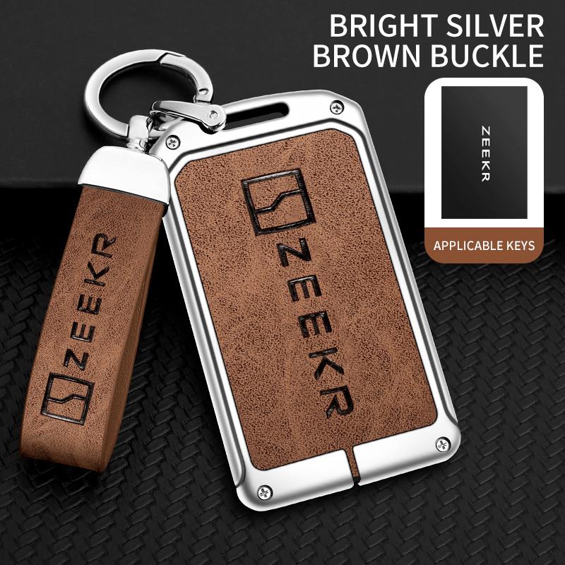 New Zinc Alloy Leather Car Smart Key Holder For Zeekr 001 009X Nfc Card Key Fob Car Key Case Accessories