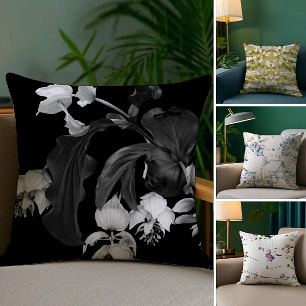 Klassischer A-Allsaints Blumen-Kissenbezug Milbenschutz Verdeckter Reißverschluss Sofa Bett