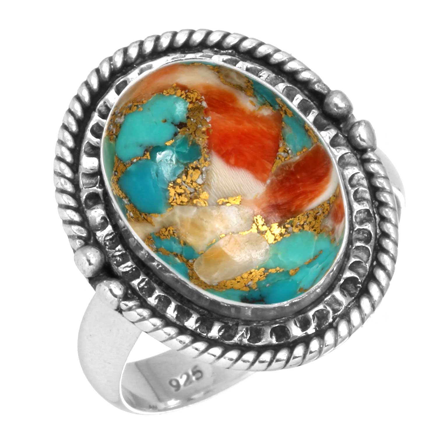 

Кольцо из стерлингового серебра 925 пробы Женское с драгоценным камнем Ручной работы Ювелирное изделие Подарок на день рождения Мукаит Монтанский агат Моховой агат Спиральная раковина Родонит Глаз Шивы Заявление 10.5