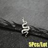 5-Piece Set: 18K Gold Plated Stainless Steel Zodiac Animal Snake Pendant Charms with Hollow Geometric Design