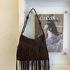 Korean Version Niche Simple Matte Bag 2025 Autumn New Women's Bag Bohemian Retro Messenger Bag Fringed Bag