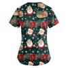 Women's Fashion V-Neck Short Sleeve Overalls With Pockets Christmas Printed Tops  Clothes