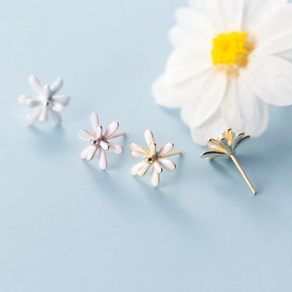 Hermosa:J E069 Silver 925 Silver Earrings Rose Gold Flower Earrings Daily Flower Earrings