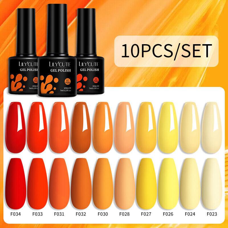 Cheap LILYCUTE 10 Bottles 7ml Gel Nail Kit Pink Blue Manicure Nail