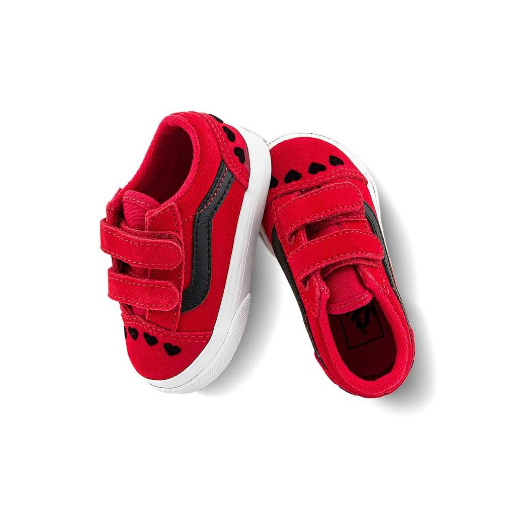 Vans Old Skool V Toddler Red Heart Baby Sneakers Hearts-Red Multi VN0009RCREB
