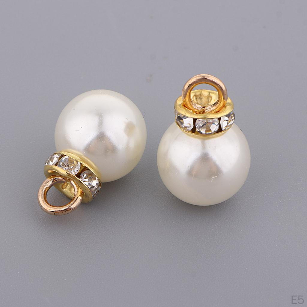 10 Pearl Pendant Rhinestone Charms