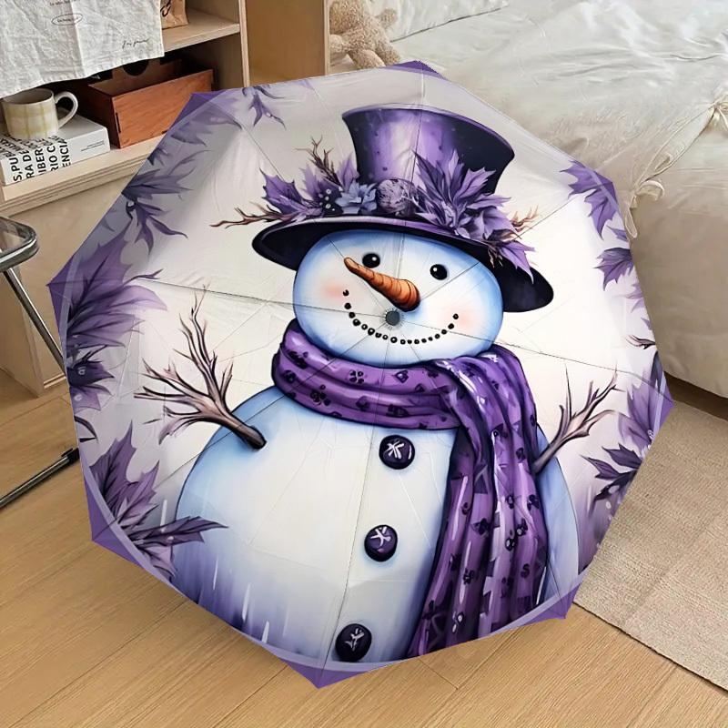 

1pc Snowman Decorative Automatic Folding Umbrella, 8 Ribs Iron Frame, Suitable for Outdoor Travel and Daily Use yy251120197