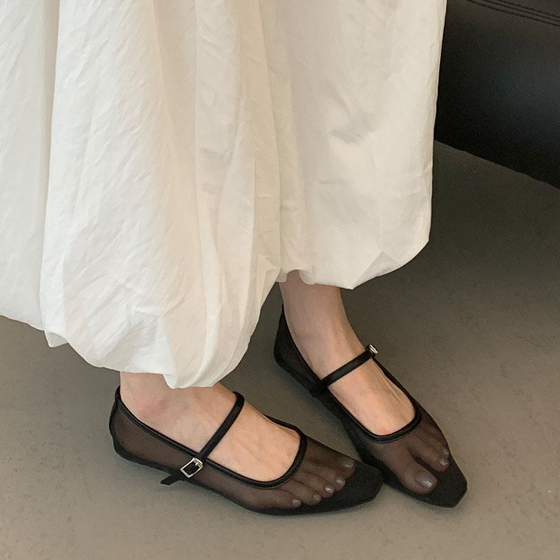 Mode Mode Netz Damen Ballerinas Mary Janes Schuhe Schnallenriemen Weibliche Atmungsaktive Schuhe Flach Damen Ballerinas Schuhe Neu 2025
