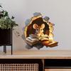 Creative Cartoon Mouse Reading Book in Mouse Hole Wall Sticker Self-Adhesive Removable for Kids Room Study Room Classroom Home Decor Art