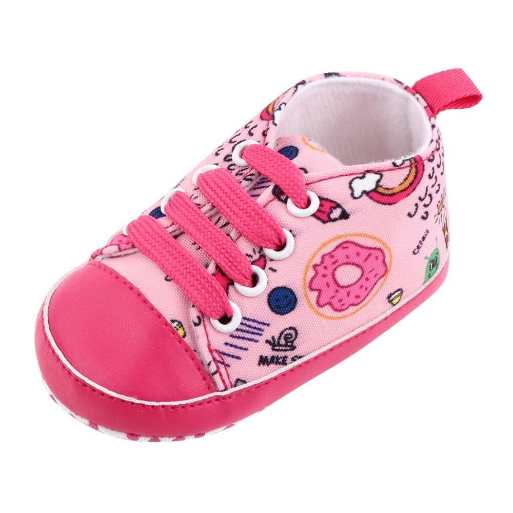 

Осенние повседневные кроссовки с мультяшным узором для маленьких мальчиков и девочек, обувь на шнуровке, детская обувь на мягкой подошве для малышей 12-M