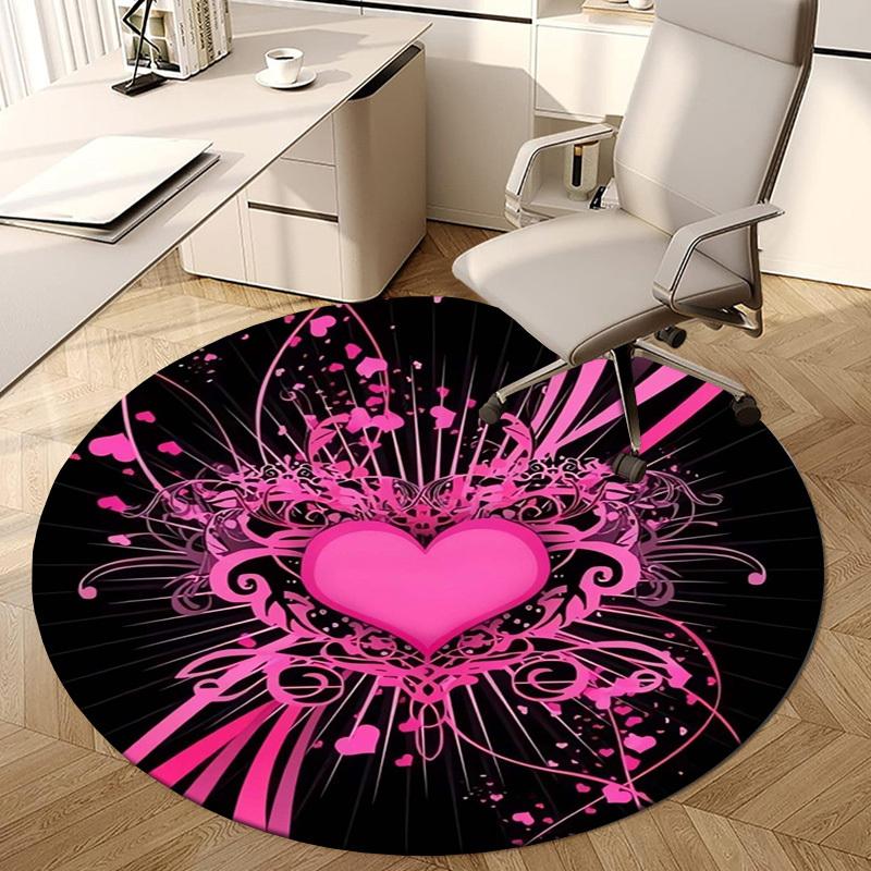 1pc Heartburst Round Carpet, Made of Polyester,Perfect for Decorating Office Chairs, Living Rooms,fplt264