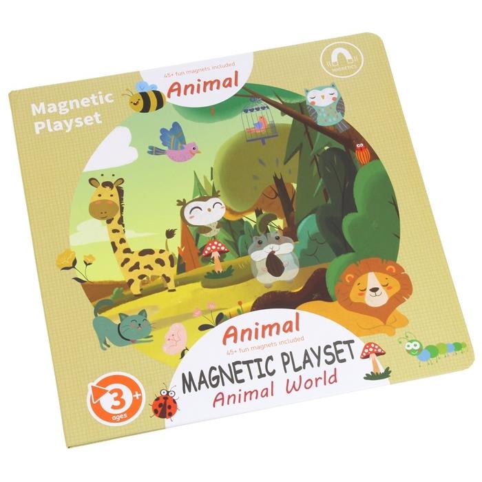 Układanka Magnetyczna Książeczka Puzzle Zwierzęta Zabawka Montessori 51 El