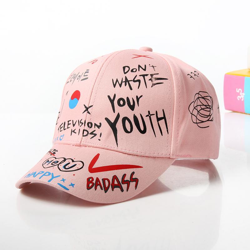 Fashion cotton Graffiti boy girl Baseball caps Children Printed snapback hat Kids Popular hip hop hat Cap hot sell