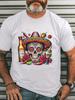 Men'S Mexican Skull Pattern T-Shirt Vibrant Grim Reaper Design Featuring