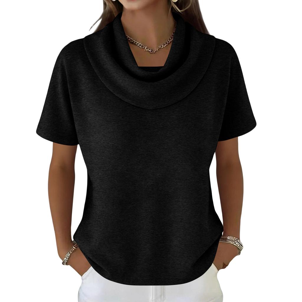 Women's Casual And Fashionable Round Neck Short Sleeved Color Top Sweater