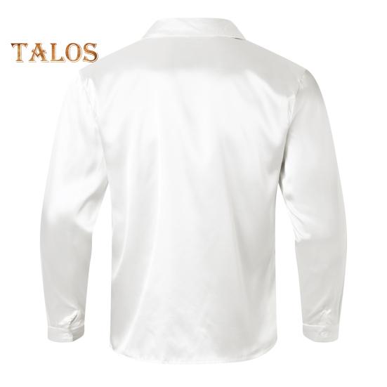 Camicia da Uomo Raso Stile Ampio Colletto Classico Design Irregolare Chiusura Incrociata Lunghezza Media Top da Performance per Uomini Muscolosi da Festa Discoteca