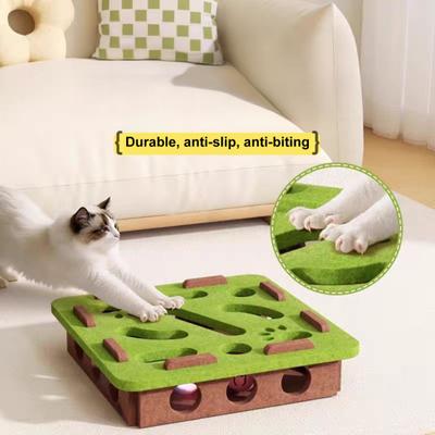 Cat Scratch Maze Toy Interactive Felt Maze Nail File Self-Play Maze Box with 3 Bell Balls for Indoor Cats Stimulate Kitten Energy And Instincts