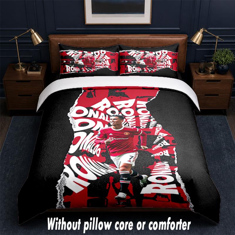 Cristiano Ronaldo Design Bed Bedding Set 1 Duvet Cover + 2 Pillowcases Soft Breathable Household Bed Linens