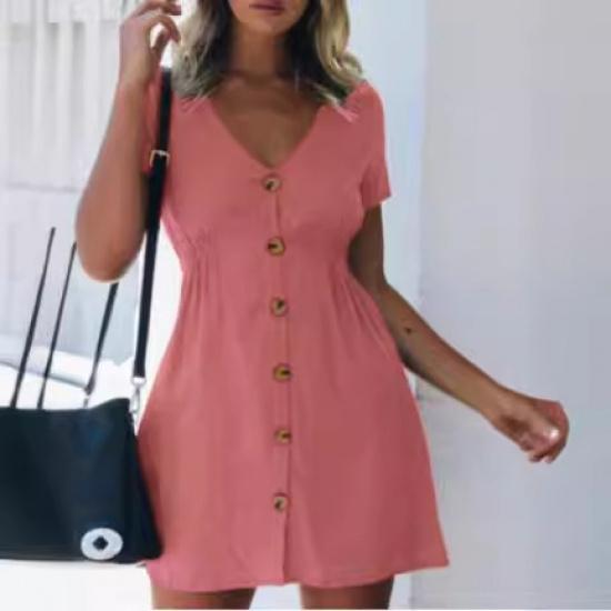 Women'S Short Spring And Summer Styles Sexy Fashionable Casual Vacation Daily Short Sleeved Satin Suspender Dress