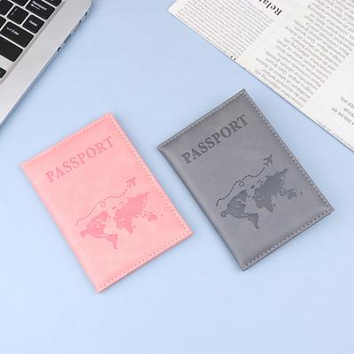Kožené pouzdro na karty Pu Unisex Jednoduchý obal na cestovní pas Svět tenký tenký cestovní držák na cestovní pas Peněženka Dárek