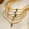 Comfortable Lightweight Oval Zirconia Pendant Necklace for Daily Use on Stainless Steel Gold Plated Chain