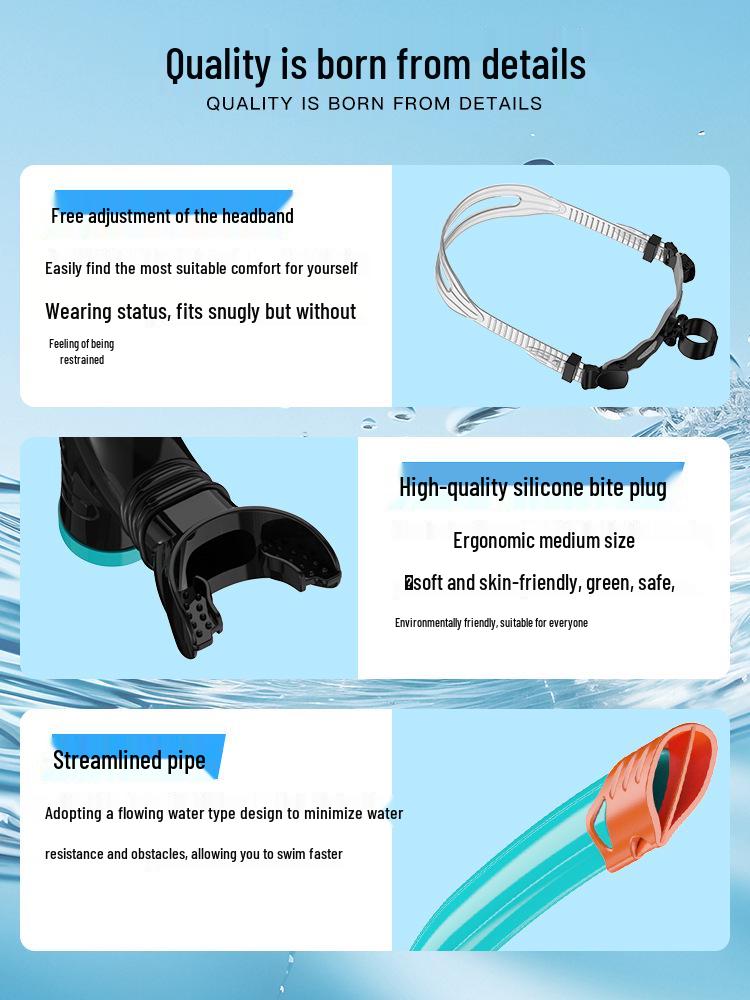 Silicone Swim Goggles & Semi-Dry Snorkel Set for Training and Free Diving