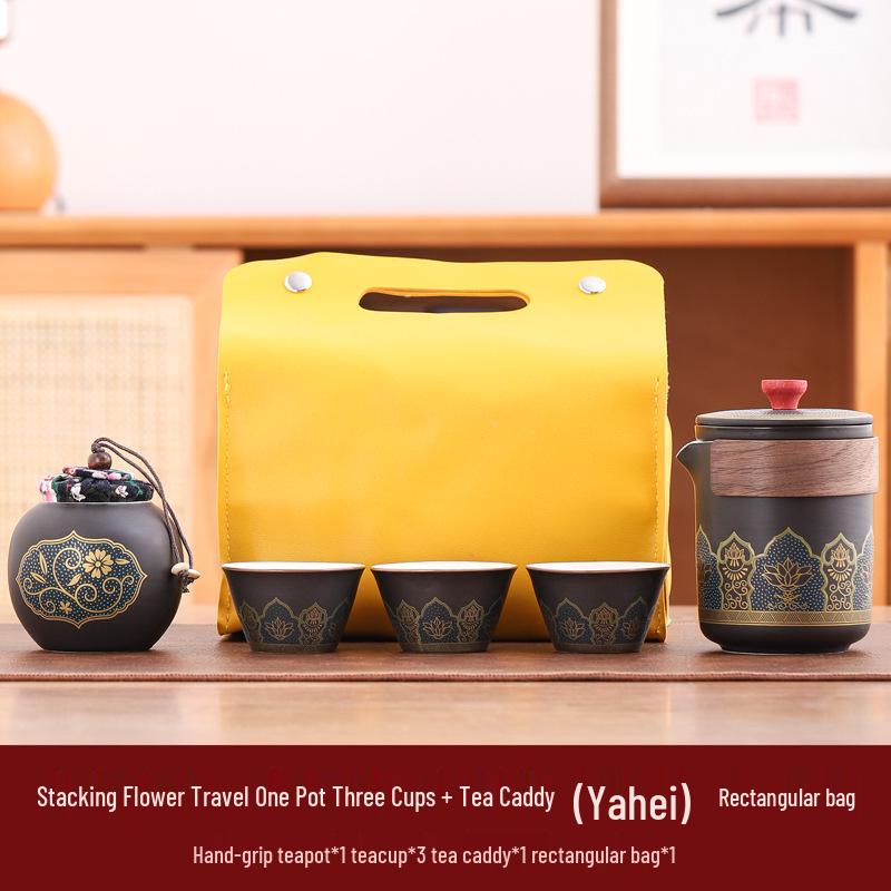 Portable Outdoor Kung Fu Tea Set - Engraved Logo for Business Gifts