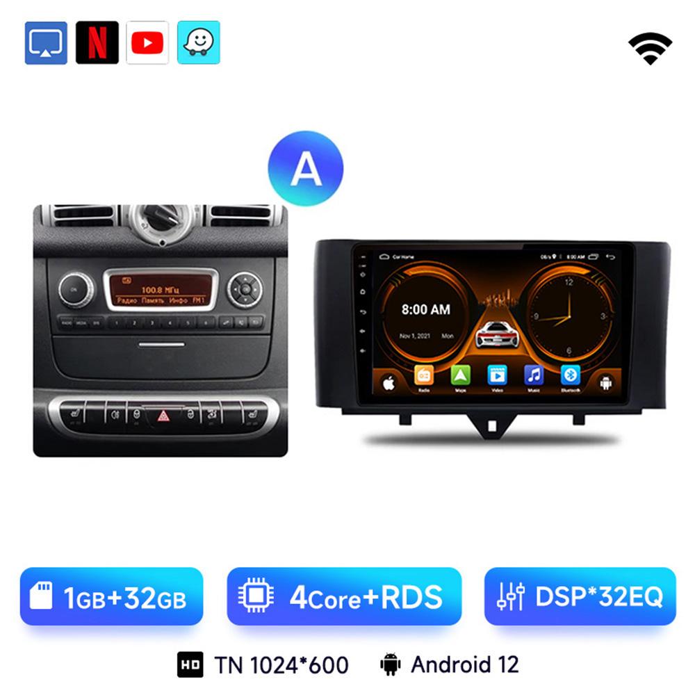 JIUYIN Android 13 Auto Radio Smart Fortwo 451 2005 - 2015 Wireless Carplay 4G Car Multimedia GPS 2din Autoradio
