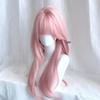 Parrucca Cosplay Lolita Lunga Dritta Rosa Connie con Frangia per Donna