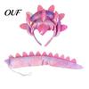 Comfortable Elastic Headband Triceratops Dinosaur and Tail Set for Adults Kids, DIY Three Headpiece And Horn Dragon Costume Accessories Halloween