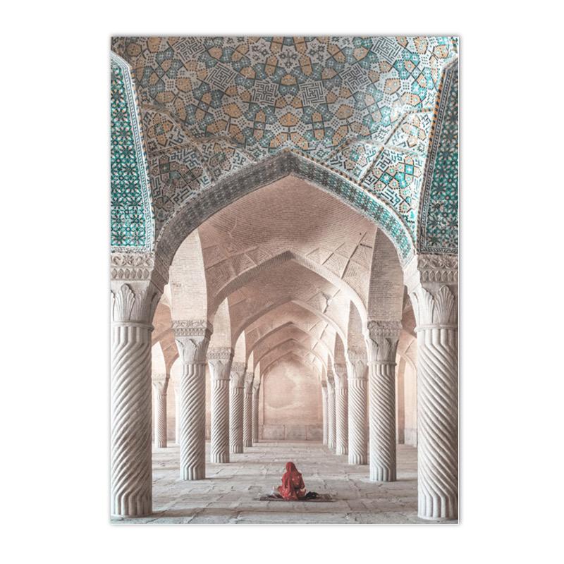 Green Leaves Cactus Mosque Morocco Door Posters Prints Canvas Painting Islamic Calligraphy Wall Art Pictures Living Room Decor