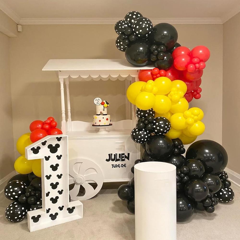 Black Yellow Balloons Garland Arch Red Balloon Kit Mouse Birthday Party Baby Shower Gender Reveal Graduation Decoration Globos