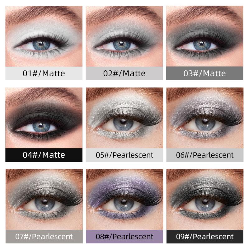 QIBEST Eyeshadow Liquid Matte Pearl Fine Flash Dark Black System of Europe and The United States Punk Smoky Makeup Eyeshadow Liquid