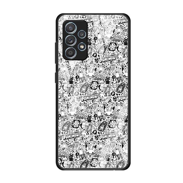 Capa de vidro de desenho animado em quadrinhos Pokemon para Samsung Galaxy A52 A32 A51 A12 A22 A21s A50 A71 A53 A70 A31 A33 A72 A10 Funda Phone Cover