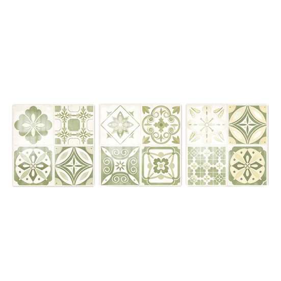 Kitchen Bathroom Wall Stickers 3Pcs 2D Retro Floral Tile Stickers, Self-Adhesive Waterproof Oil Proof Water Resistant Covers Decals, Peel &