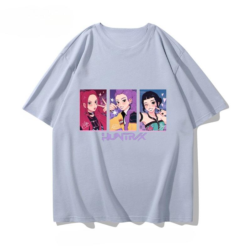 K-POP Magic Hunting Group Short Sleeve Casual Men and Women Cotton Anime Fashionable Versatile T-shirt Short Sleeve Top Clothes