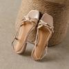 French Square Head Bow Flat Sandals Women's Summer 2025 New Niche Design Sense Woven Beach Sandals
