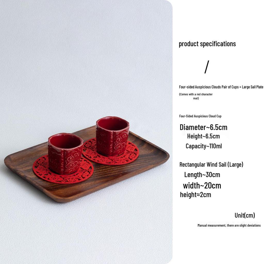 Ceramic Retro Master Cup: Personal Tea Brewing and Tasting Cup, Festive Wedding Red Design
