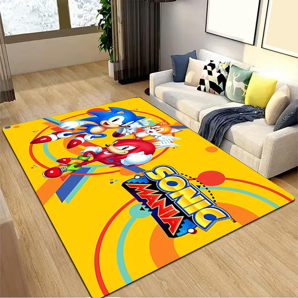 Sonic The Hedgehog Group Decoration,Carpet,Living Room,Bedroom, Non-slip,Square rug