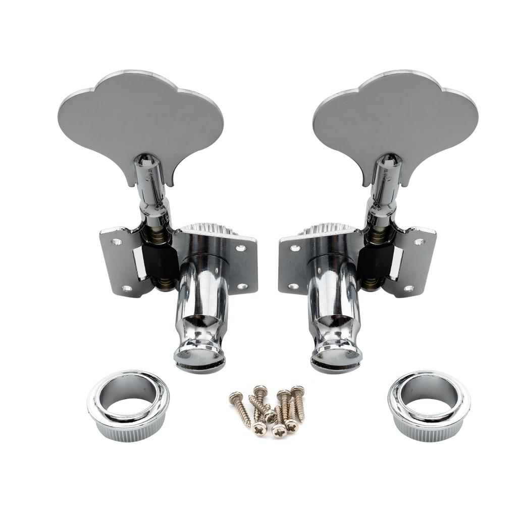 Musiclily Basic L2+ R2 Open Gear Bass Tuners for 4-String Ibanez-Style Electric Basses, Chrome