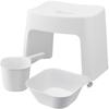 [Yamazaki] Easy-to-Clean Magnetic Bath Seat 26cm + Magnetic & Hook Bath Bucket + Magnetic Hand Bucket [3-Piece Set] White Tower 1651 5378