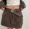 Wide Side Star PU Leather Belt Rivet Trouser Decoration Elegant Y2k Style Waist Belt  Party