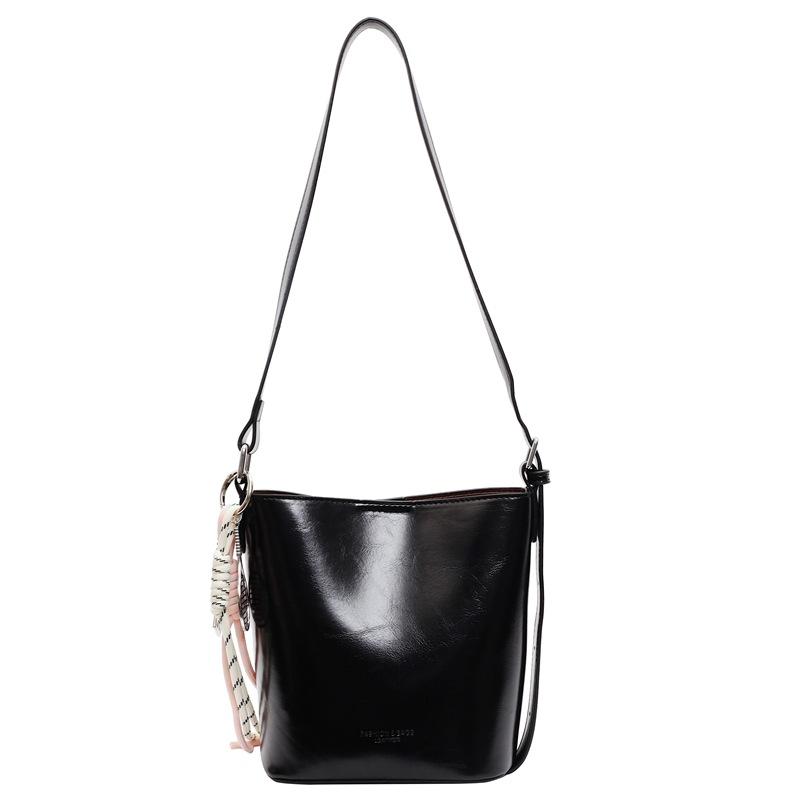 

Retro simple casual hand bucket bag spring and summer new high-end versatile child and mother bag single shoulder messenger bag чёрный