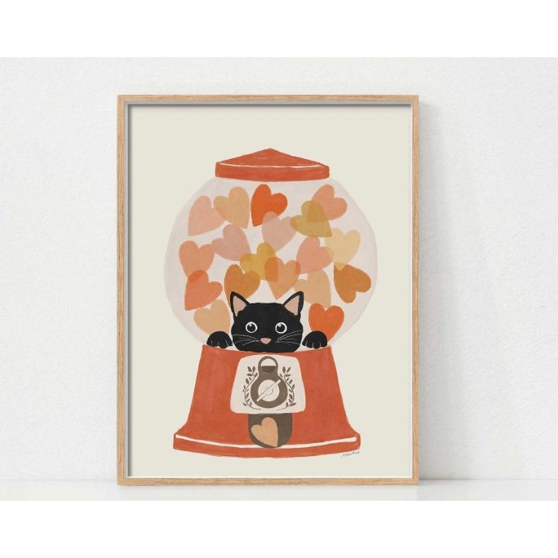 

Cute Cat Print Poster Simple Cat Lines Love Sunflower Cat Wrestling Cat Cat Lover Gift Home Bedroom Living Room Office Decor 21cm×30cm NoFrame