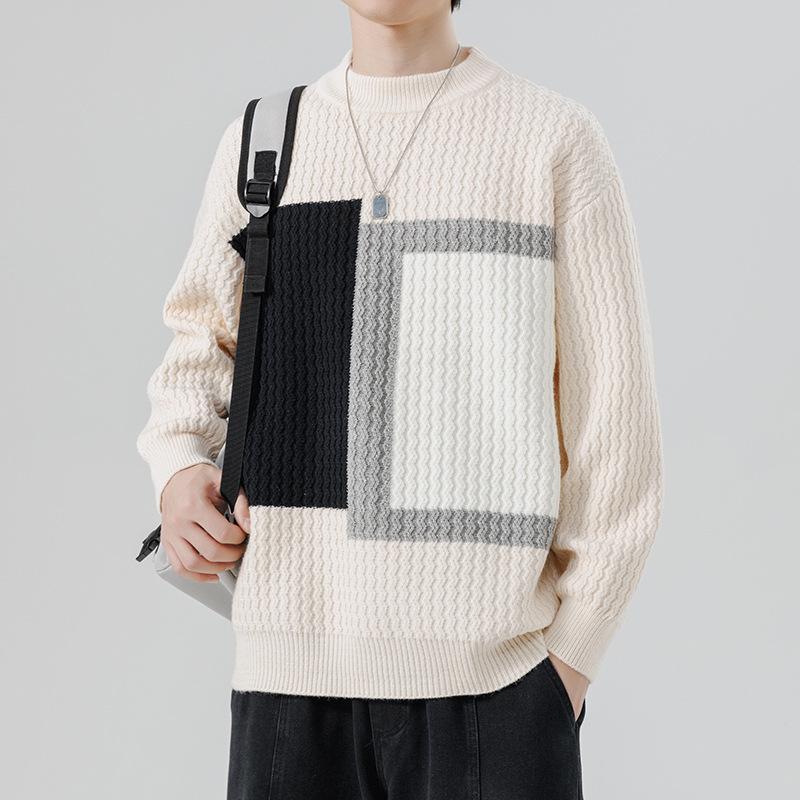 Hot Sale, Men's Semi-turtleneck Loose Sweater Knitted Sweater, Large Size Men's Line Clothing