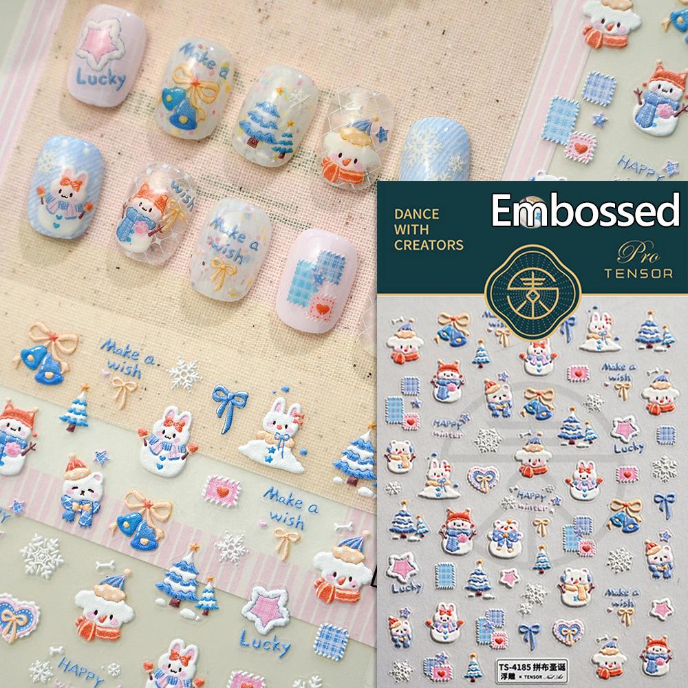 Christmas Cookies Snowflake Christmas Tree Gingerbread House Gold Stamped 3D Self Adhesive Nail Art Sticker Xmas Manicure Decals