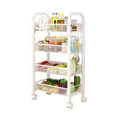 Rolling Storage Cart Layered Storage Shelves Multi Functional Movable Snack Vegetable Baskets