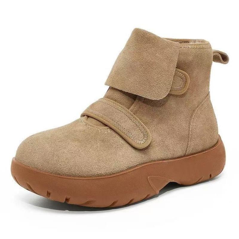 

Snow Boots 2026 Winter New Waterproof Booties Suede Platform Fleece Thickened Women s Cotton Shoes 35 хаки