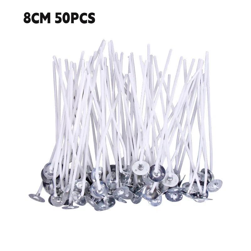 50Pcs Candle Wicks White 2.6-20cm Smokeless Wax Pure Cotton Core For DIY Candles Making Pre-Waxed Wick Handmade Material Tools